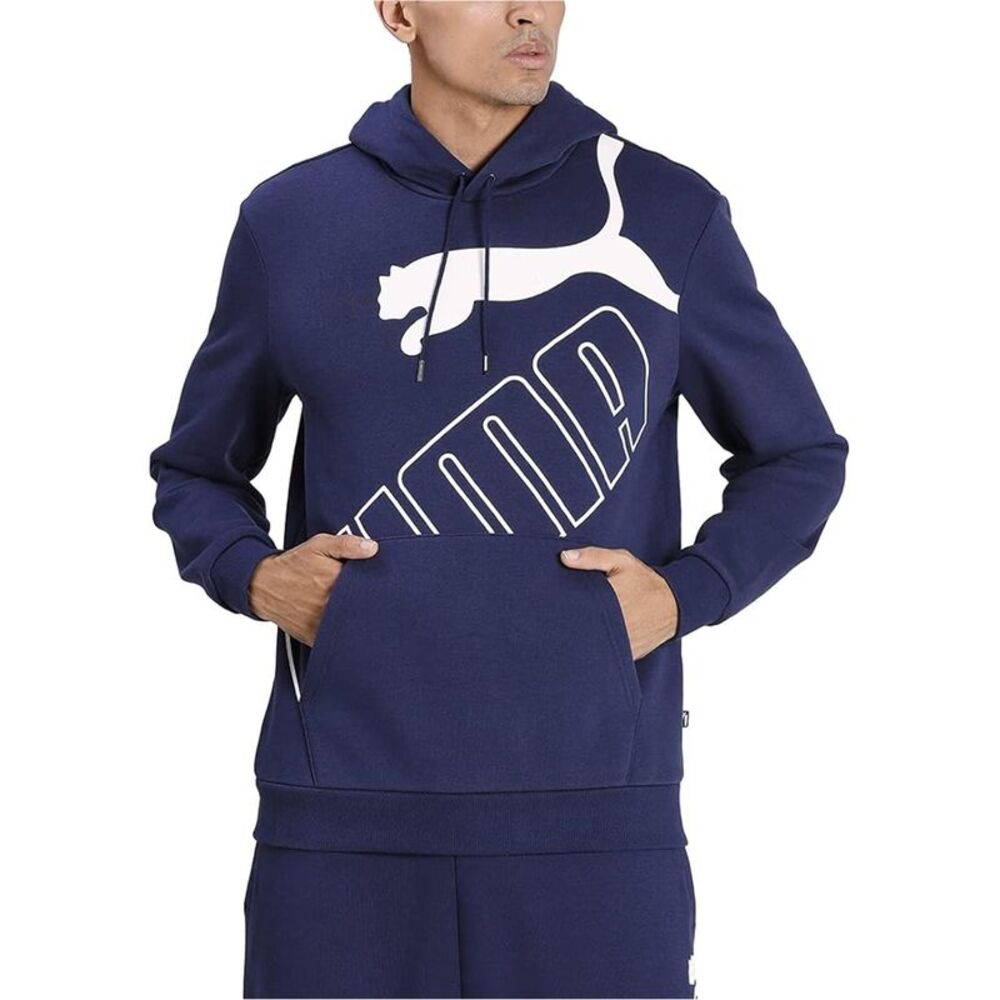 Puma Mens Big Logo Hoodie Sweatshirt, Blue, 2XL, DM
